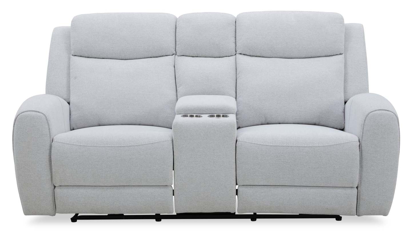Reign 78 Fabric Power Reclining Loveseat with Console - Bronco Stone Grey | Causeuse à inclinaison électrique Reign de 78 po en tissu avec console - gris pierre Bronco