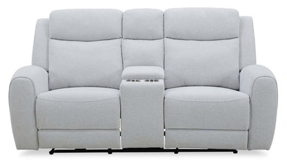 Reign 78 Fabric Power Reclining Loveseat with Console - Bronco Stone Grey | Causeuse à inclinaison électrique Reign de 78 po en tissu avec console - gris pierre Bronco