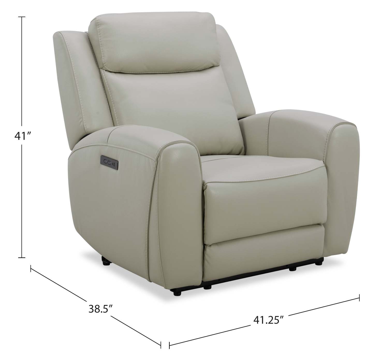 Fauteuil à inclinaison électrique Reign de 41,25 po en cuir véritable de qualité supérieure avec port USB - taupe clair de lune Deltona