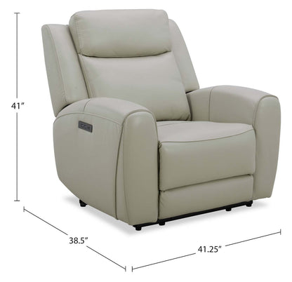 Fauteuil à inclinaison électrique Reign de 41,25 po en cuir véritable de qualité supérieure avec port USB - taupe clair de lune Deltona