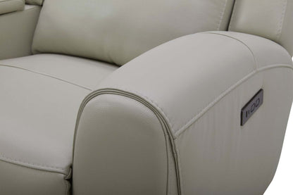 Causeuse à inclinaison électrique Reign de 78 po en cuir véritable de qualité supérieure avec console - taupe clair de lune Deltona