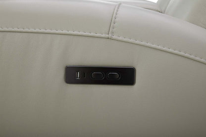 Causeuse à inclinaison électrique Reign de 78 po en cuir véritable de qualité supérieure avec console - taupe clair de lune Deltona