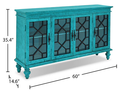 Rigolet 60 4-Door Accent Cabinet - Blue|Armoire décorative Rigolet de 60 po avec 4 portes - bleue