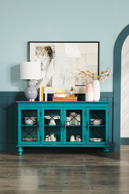 Rigolet 60 4-Door Accent Cabinet - Blue|Armoire décorative Rigolet de 60 po avec 4 portes - bleue