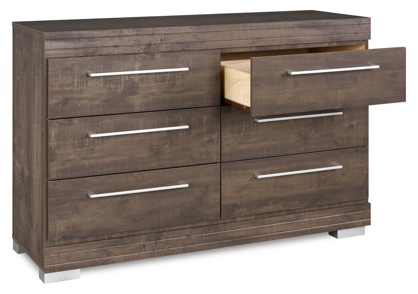 Commode à 6 tiroirs pour chambre à coucher Riley, 49 L x 31 H, fabriquée au Canada - Gris | Commode de chambre à coucher Riley de 49 po (L) x 31 po (H) à 6 tiroirs, fabriquée au Canada - grise