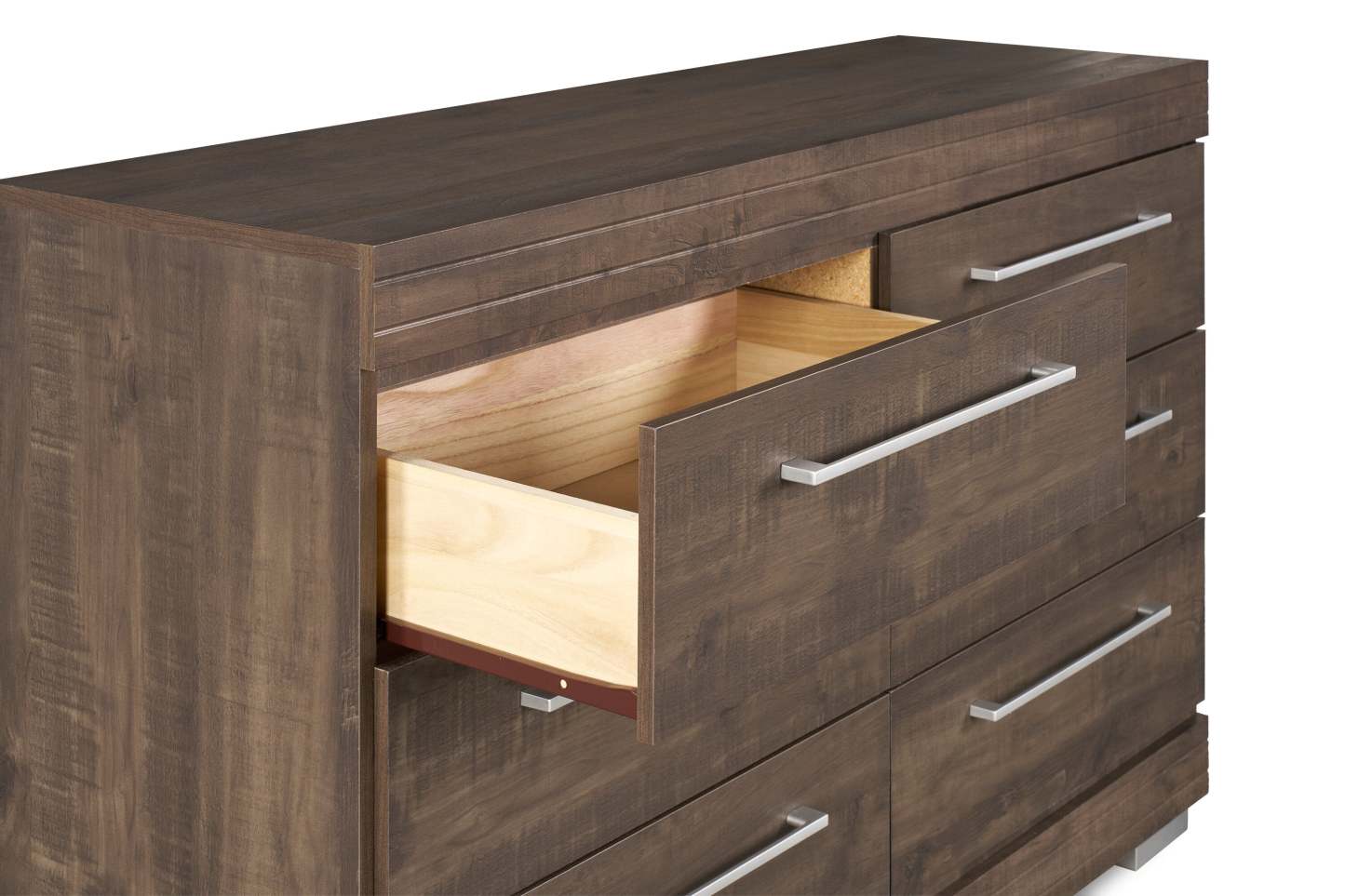 Commode à 6 tiroirs pour chambre à coucher Riley, 49 L x 31 H, fabriquée au Canada - Gris | Commode de chambre à coucher Riley de 49 po (L) x 31 po (H) à 6 tiroirs, fabriquée au Canada - grise