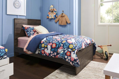 Lit à panneaux Riley avec tête de lit et cadre pour enfants, fabriqué au Canada, gris - taille simple | Lit à panneaux Riley avec tête de lit et cadre de lit pour enfants, fabriqué au Canada, gris - format lit simple