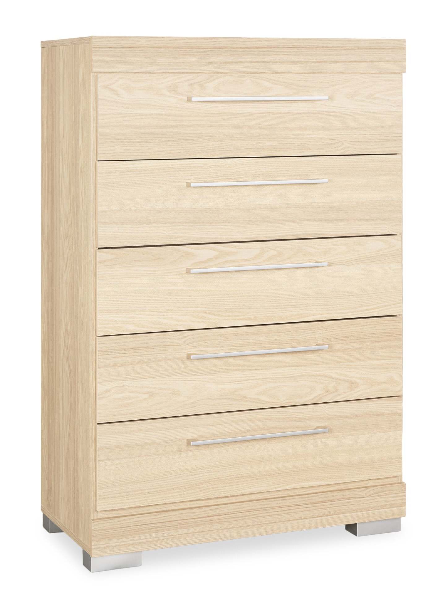 Commode de chambre à coucher Riley, 5 tiroirs, 31 l x 46 h, fabriquée au Canada - Naturel | Commode verticale de chambre à coucher Riley de 31 po (L) x 46 po (H) à 5 tiroirs, fabriquée au Canada - naturelle