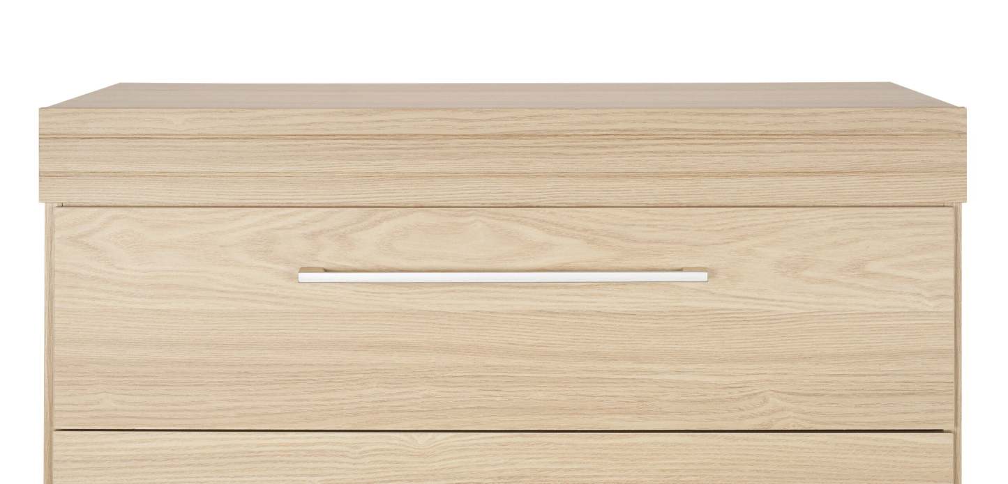 Commode de chambre à coucher Riley, 5 tiroirs, 31 l x 46 h, fabriquée au Canada - Naturel | Commode verticale de chambre à coucher Riley de 31 po (L) x 46 po (H) à 5 tiroirs, fabriquée au Canada - naturelle