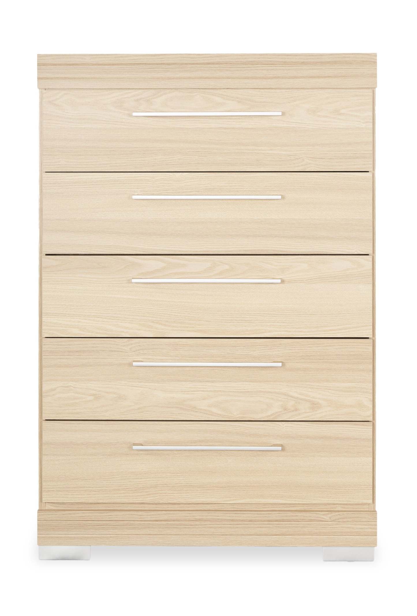Commode de chambre à coucher Riley, 5 tiroirs, 31 l x 46 h, fabriquée au Canada - Naturel | Commode verticale de chambre à coucher Riley de 31 po (L) x 46 po (H) à 5 tiroirs, fabriquée au Canada - naturelle