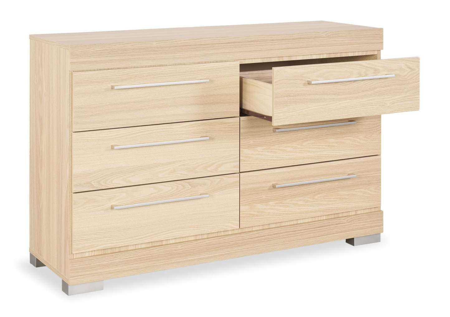 Commode à 6 tiroirs pour chambre à coucher Riley, 49 L x 31 H, fabriquée au Canada - Naturel | Commode de chambre à coucher Riley de 49 po (L) x 31 po (H) à 6 tiroirs, fabriquée au Canada - naturelle