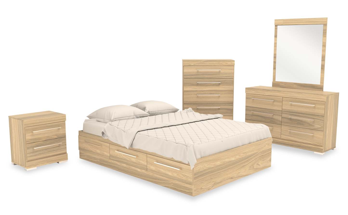 Lit Mates Riley avec rangement à 3 tiroirs pour enfants, fabriqué au Canada, naturel - Pleine grandeur | Lit matelot Riley avec 3 tiroirs de rangement pour enfants, fabriqué au Canada, naturel - format lit double