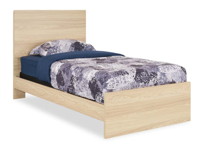 Lit à panneaux Riley avec tête de lit et cadre pour enfants, fabriqué au Canada, naturel - taille simple | Lit à panneaux Riley avec tête de lit et cadre de lit pour enfants, fabriqué au Canada, naturel - format lit simple