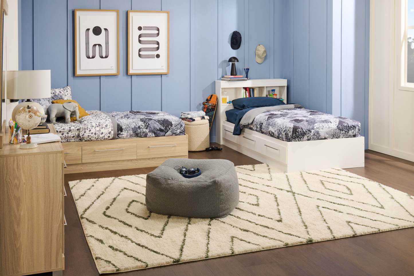 Lit Mates Riley avec rangement à 3 tiroirs pour enfants, fabriqué au Canada, naturel - taille simple | Lit matelot Riley avec 3 tiroirs de rangement pour enfants, fabriqué au Canada, naturel - format lit simple