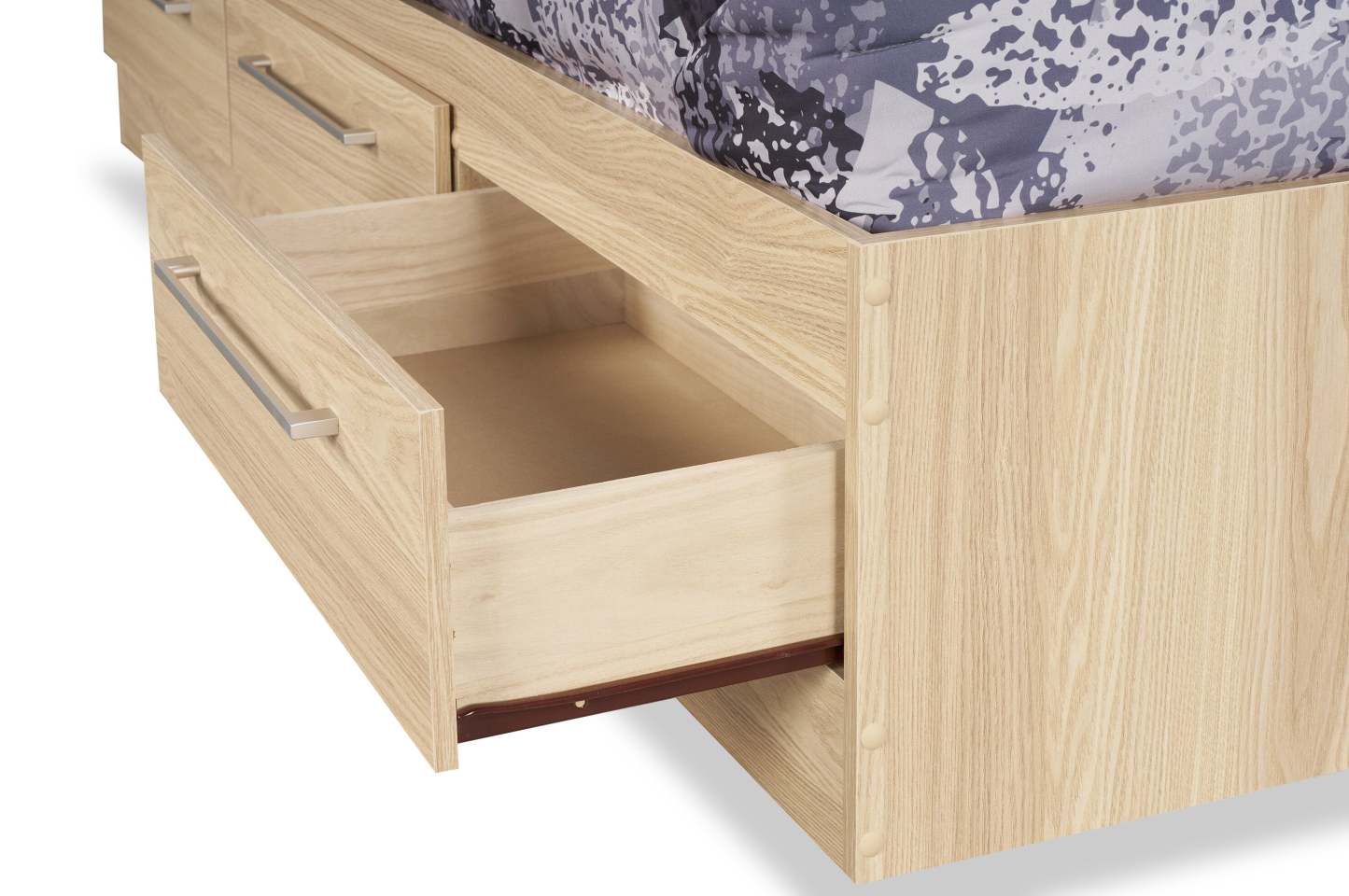 Lit Mates Riley avec rangement à 3 tiroirs pour enfants, fabriqué au Canada, naturel - taille simple | Lit matelot Riley avec 3 tiroirs de rangement pour enfants, fabriqué au Canada, naturel - format lit simple