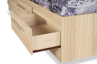 Lit Mates Riley avec rangement à 3 tiroirs pour enfants, fabriqué au Canada, naturel - taille simple | Lit matelot Riley avec 3 tiroirs de rangement pour enfants, fabriqué au Canada, naturel - format lit simple