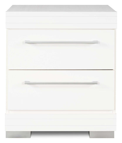 Table de chevet à 2 tiroirs Riley, 21 l x 24 h, fabriquée au Canada - Blanc | Table de nuit Riley de 21 po (L) x 24 po (H) à 2 tiroirs, fabriquée au Canada - blanche