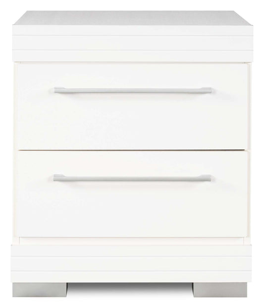 Table de chevet à 2 tiroirs Riley, 21 l x 24 h, fabriquée au Canada - Blanc | Table de nuit Riley de 21 po (L) x 24 po (H) à 2 tiroirs, fabriquée au Canada - blanche