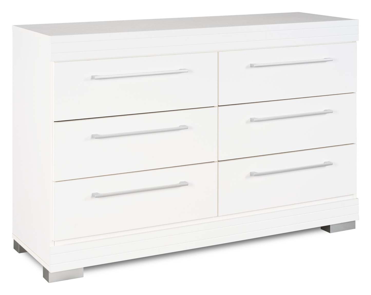 Commode à 6 tiroirs pour chambre à coucher Riley, 49 L x 31 H, fabriquée au Canada - Blanc | Commode de chambre à coucher Riley de 49 po (L) x 31 po (H) à 6 tiroirs, fabriquée au Canada - blanche