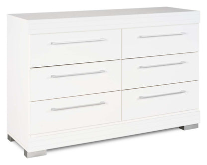 Commode à 6 tiroirs pour chambre à coucher Riley, 49 L x 31 H, fabriquée au Canada - Blanc | Commode de chambre à coucher Riley de 49 po (L) x 31 po (H) à 6 tiroirs, fabriquée au Canada - blanche