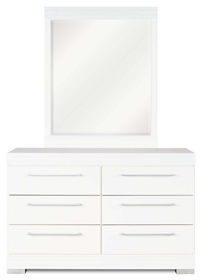 Commode à 6 tiroirs pour chambre à coucher Riley, 49 L x 31 H, fabriquée au Canada - Blanc | Commode de chambre à coucher Riley de 49 po (L) x 31 po (H) à 6 tiroirs, fabriquée au Canada - blanche