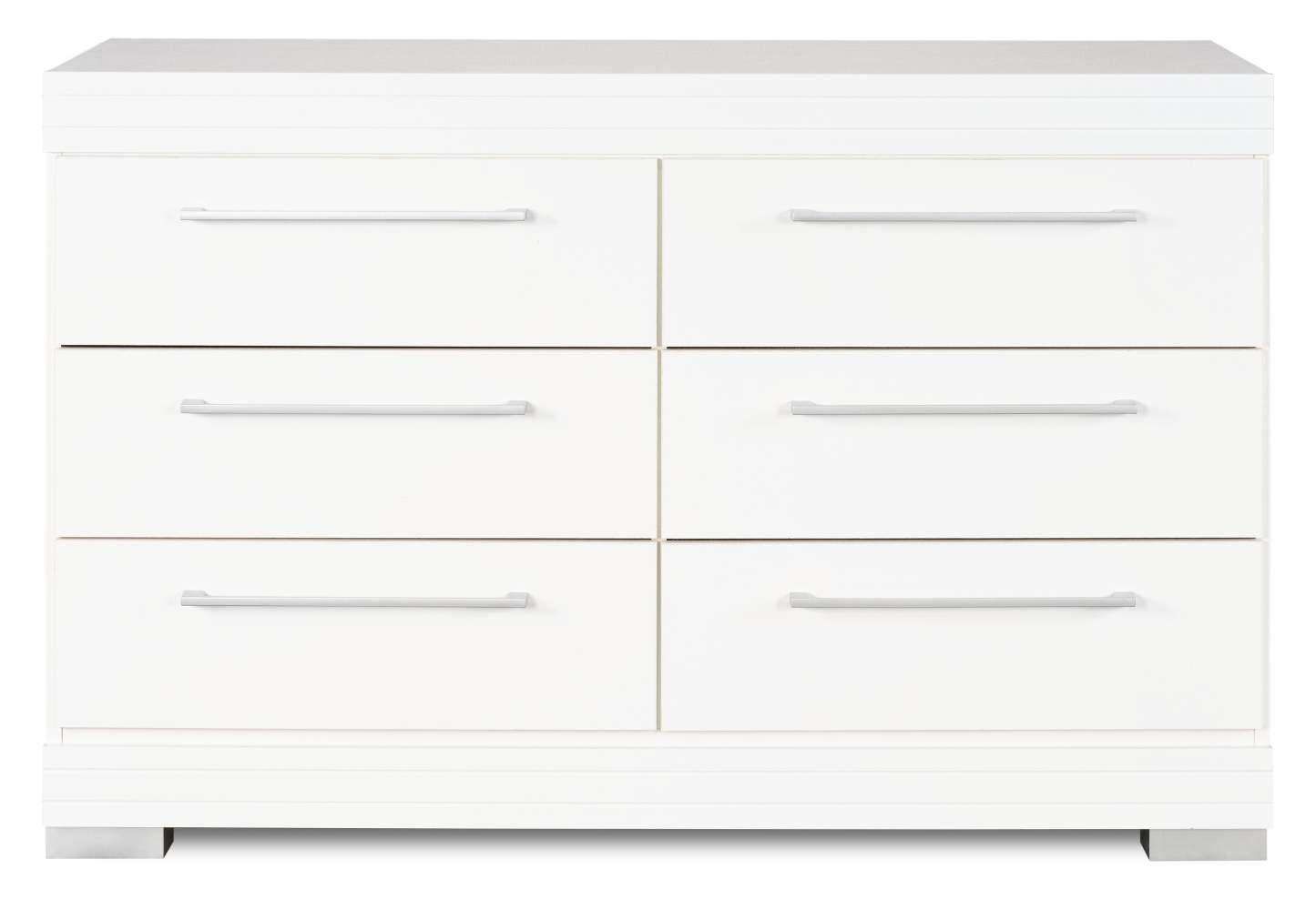 Commode à 6 tiroirs pour chambre à coucher Riley, 49 L x 31 H, fabriquée au Canada - Blanc | Commode de chambre à coucher Riley de 49 po (L) x 31 po (H) à 6 tiroirs, fabriquée au Canada - blanche