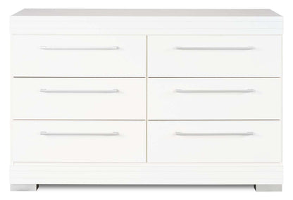 Commode à 6 tiroirs pour chambre à coucher Riley, 49 L x 31 H, fabriquée au Canada - Blanc | Commode de chambre à coucher Riley de 49 po (L) x 31 po (H) à 6 tiroirs, fabriquée au Canada - blanche