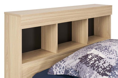 Ensemble de lit Riley Mates avec tête de lit bibliothèque pour enfants, fabriqué au Canada, naturel - taille simple | Lit matelot Riley fabriqué au Canada avec ensemble de tête de lit bibliothèque pour enfants, naturel - format lit simple