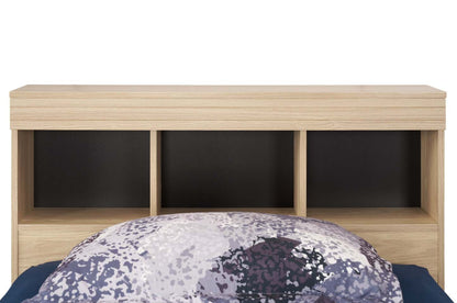 Ensemble de lit Riley Mates avec tête de lit bibliothèque pour enfants, fabriqué au Canada, naturel - taille simple | Lit matelot Riley fabriqué au Canada avec ensemble de tête de lit bibliothèque pour enfants, naturel - format lit simple