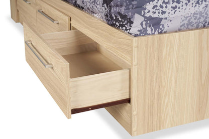 Ensemble de lit Riley Mates avec tête de lit bibliothèque pour enfants, fabriqué au Canada, naturel - taille simple | Lit matelot Riley fabriqué au Canada avec ensemble de tête de lit bibliothèque pour enfants, naturel - format lit simple