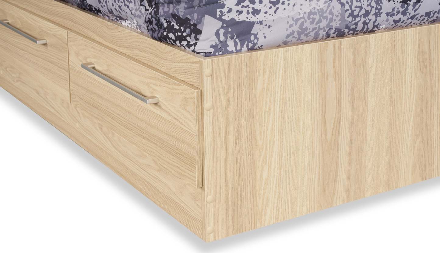 Ensemble de lit Riley Mates avec tête de lit bibliothèque pour enfants, fabriqué au Canada, naturel - taille simple | Lit matelot Riley fabriqué au Canada avec ensemble de tête de lit bibliothèque pour enfants, naturel - format lit simple