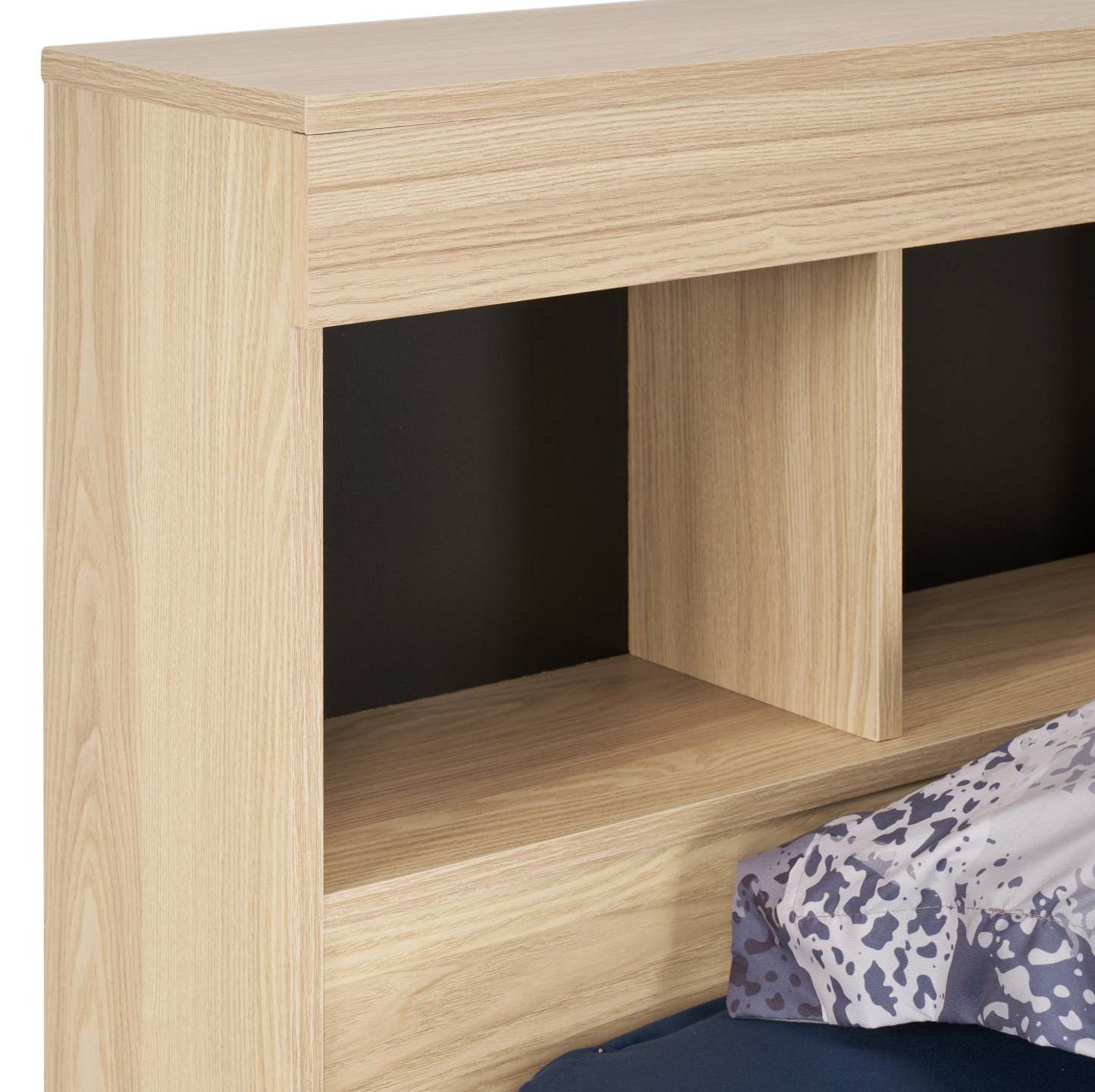 Ensemble de lit Riley Mates avec tête de lit bibliothèque pour enfants, fabriqué au Canada, naturel - taille simple | Lit matelot Riley fabriqué au Canada avec ensemble de tête de lit bibliothèque pour enfants, naturel - format lit simple