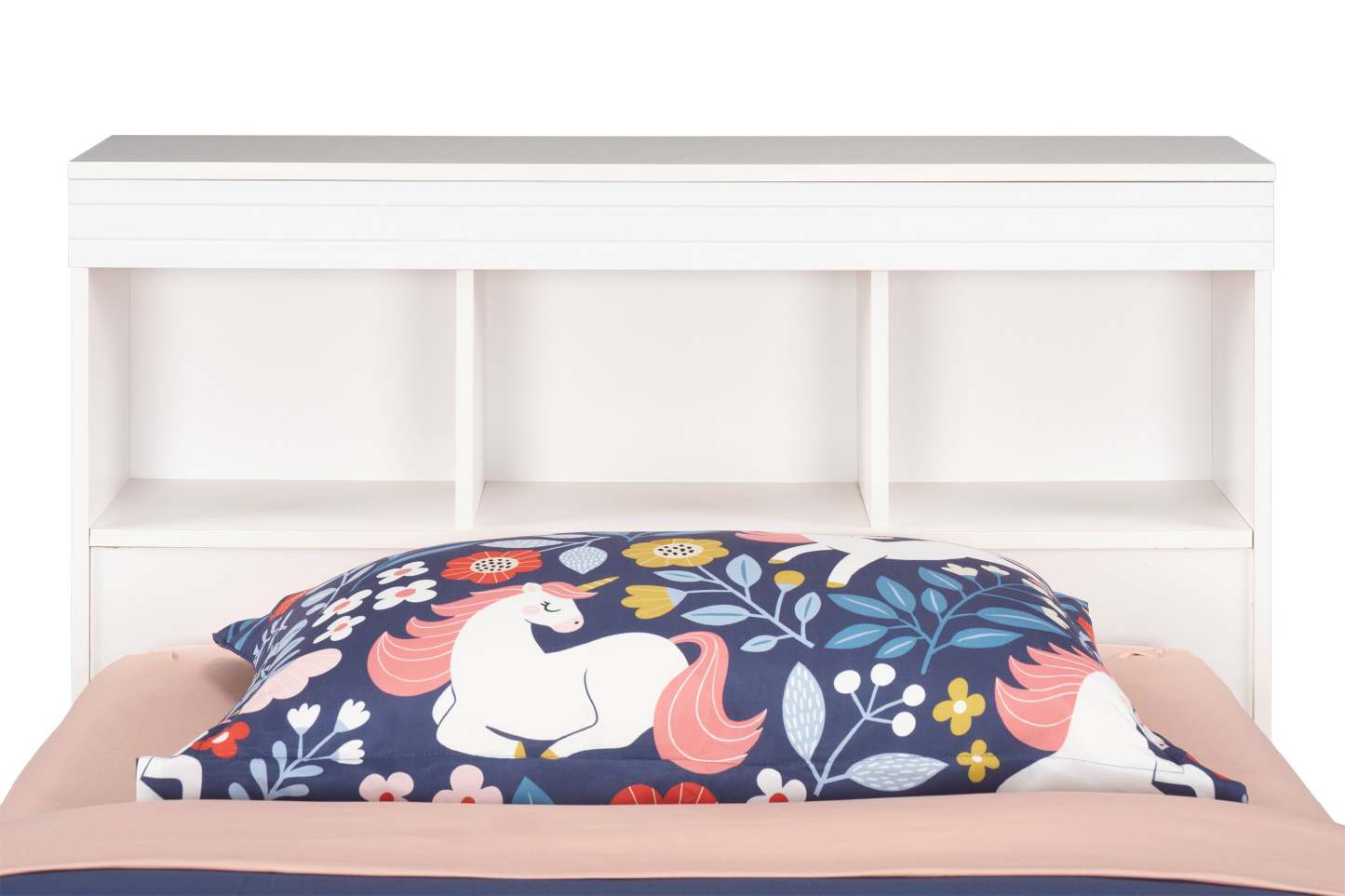 Ensemble de lit Riley Mates avec tête de lit bibliothèque pour enfants, fabriqué au Canada, blanc - taille simple | Lit matelot Riley avec ensemble de tête de lit bibliothèque pour enfants, fabriqué au Canada, blanc - format lit simple