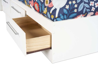 Ensemble de lit Riley Mates avec tête de lit bibliothèque pour enfants, fabriqué au Canada, blanc - taille simple | Lit matelot Riley avec ensemble de tête de lit bibliothèque pour enfants, fabriqué au Canada, blanc - format lit simple