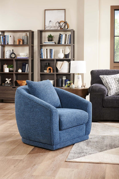 Fauteuil d'appoint pivotant en tissu chenille Rio 34,5 - Bleu | Fauteuil d'appoint pivotant Rio de 34,5 po en tissu chenille - bleu