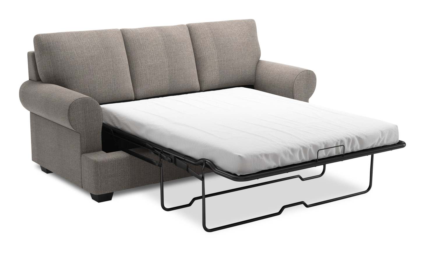 Fabriqué au Canada Canapé Personnalisable Roll 86 en Tissu d'Apparence Lin avec Accoudoirs Enroulés - Gris Luna Smoke | Sofa-lit Roll de Sofa Lab de 86 po fabriqué au Canada en tissu d’apparence lin avec accoudoirs enroulés - gris Luna Smoke | RO602391