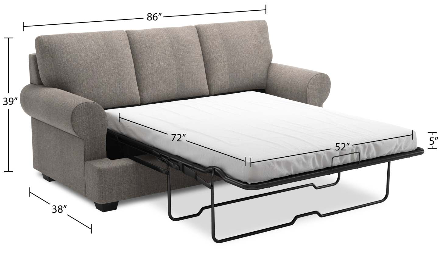 Fabriqué au Canada Canapé Personnalisable Roll 86 en Tissu d'Apparence Lin avec Accoudoirs Enroulés - Gris Luna Smoke | Sofa-lit Roll de Sofa Lab de 86 po fabriqué au Canada en tissu d’apparence lin avec accoudoirs enroulés - gris Luna Smoke | RO602391
