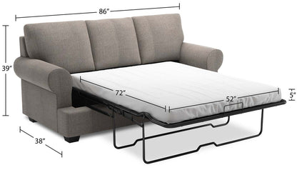 Fabriqué au Canada Canapé Personnalisable Roll 86 en Tissu d'Apparence Lin avec Accoudoirs Enroulés - Gris Luna Smoke | Sofa-lit Roll de Sofa Lab de 86 po fabriqué au Canada en tissu d’apparence lin avec accoudoirs enroulés - gris Luna Smoke | RO602391