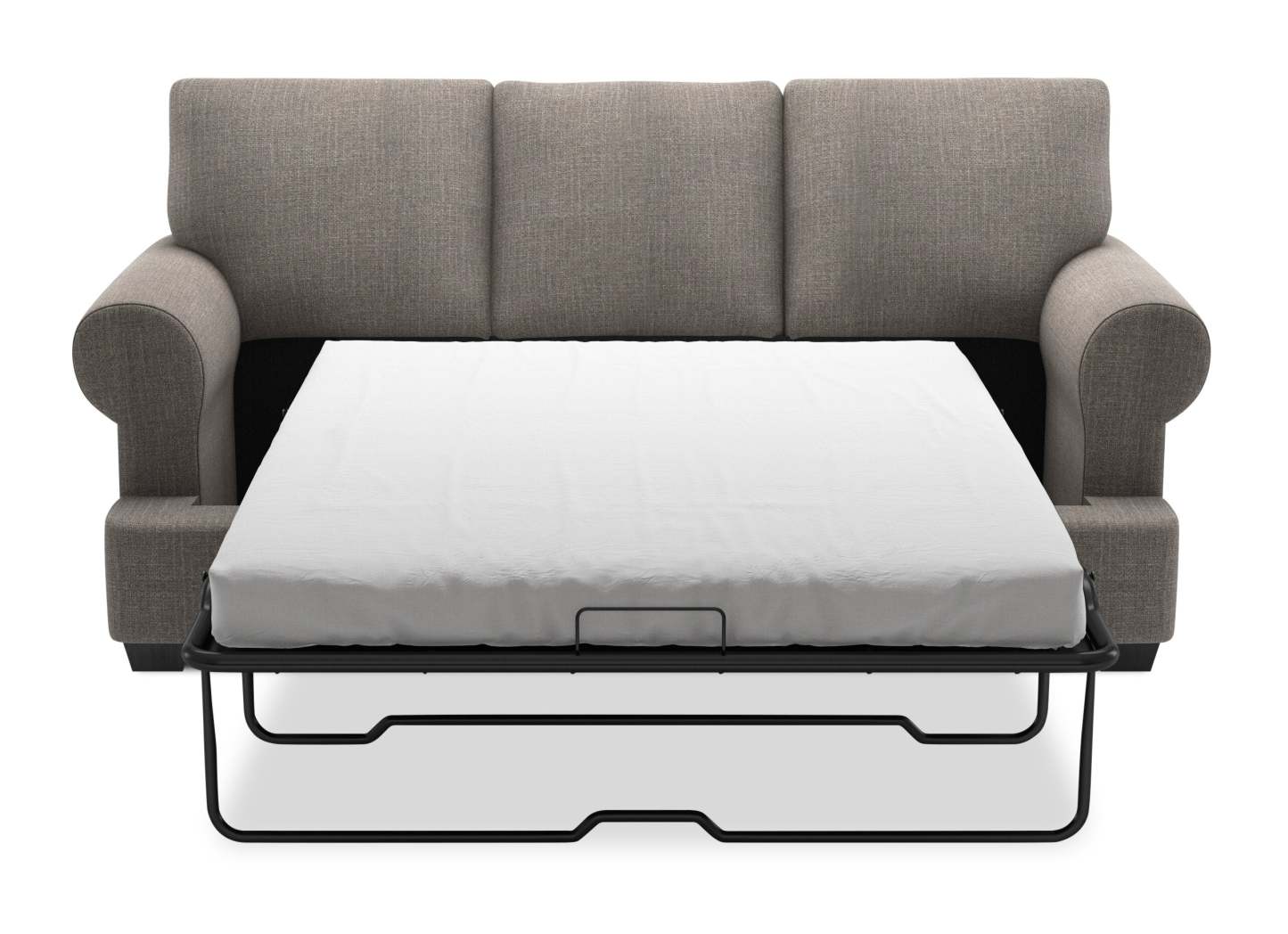 Fabriqué au Canada Canapé Personnalisable Roll 86 en Tissu d'Apparence Lin avec Accoudoirs Enroulés - Gris Luna Smoke | Sofa-lit Roll de Sofa Lab de 86 po fabriqué au Canada en tissu d’apparence lin avec accoudoirs enroulés - gris Luna Smoke | RO602391