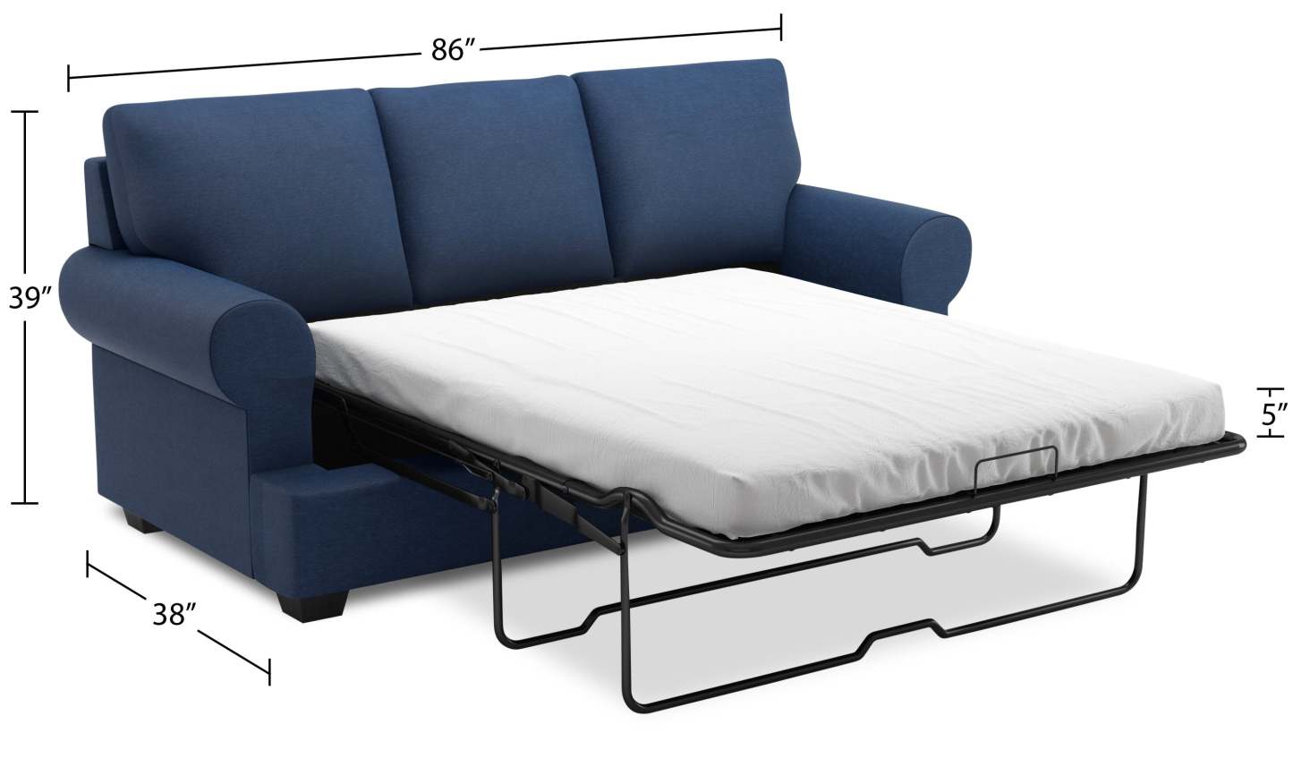 Fabriqué au Canada Canapé Personnalisable Roll 86 en Tissu d'Apparence Lin avec Accoudoirs Enroulés - Bleu Pax Navy | Canapé-lit Roll de Sofa Lab de 86 po fabriqué au Canada en tissu d’apparence lin avec accoudoirs enroulés - bleu Pax Navy | RO603149