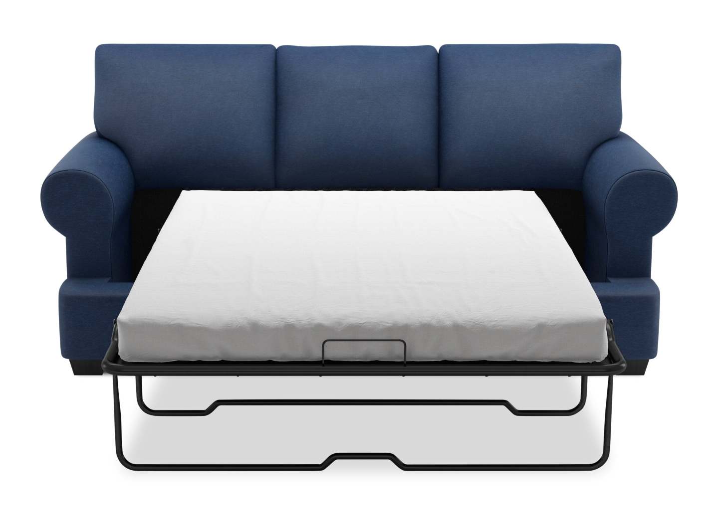 Fabriqué au Canada Canapé Personnalisable Roll 86 en Tissu d'Apparence Lin avec Accoudoirs Enroulés - Bleu Pax Navy | Canapé-lit Roll de Sofa Lab de 86 po fabriqué au Canada en tissu d’apparence lin avec accoudoirs enroulés - bleu Pax Navy | RO603149