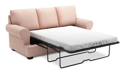 Fabriqué au Canada Canapé Personnalisable Roll 86 en Tissu d'Apparence Lin avec Accoudoirs Enroulés - Pax Rose Pink | Canapé-lit Roll de Sofa Lab de 86 po fabriqué au Canada en tissu d'apparence lin avec accoudoirs enroulés - rose Pax Rose | RO603249