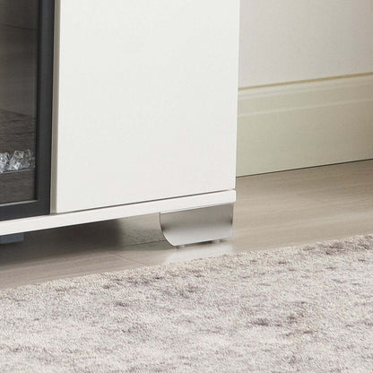 Meuble pour téléviseur moderne Robin de 70 po avec foyer électrique, rangement et système de gestion des câbles pour téléviseurs jusqu’à 80 po - blanc