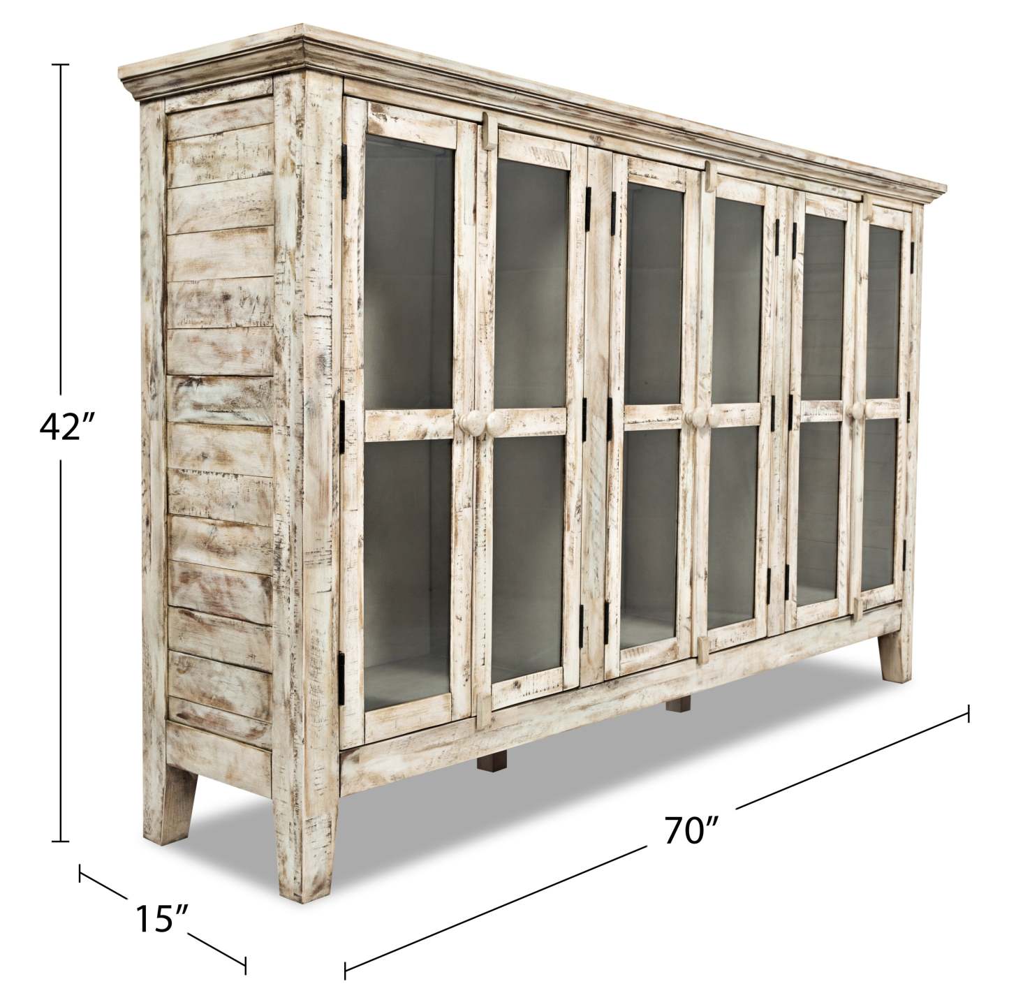 Rocco 70 6-Door Large Accent Cabinet - Crème|Grande armoire décorative Rocco de 70 po avec 6 portes - crème