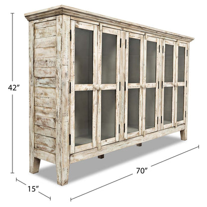 Rocco 70 6-Door Large Accent Cabinet - Crème|Grande armoire décorative Rocco de 70 po avec 6 portes - crème