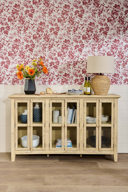 Rocco 70 6-Door Large Accent Cabinet - Crème|Grande armoire décorative Rocco de 70 po avec 6 portes - crème