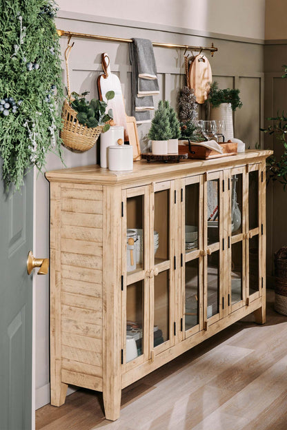 Rocco 70 6-Door Large Accent Cabinet - Crème|Grande armoire décorative Rocco de 70 po avec 6 portes - crème