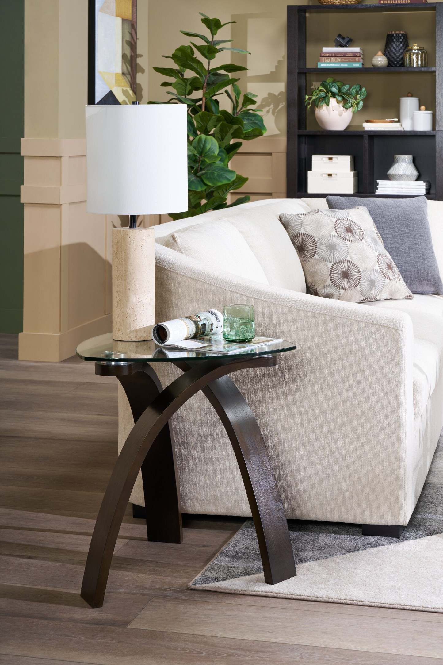 Rocco 25” Lampe de table moderne en pierre - travertin naturel