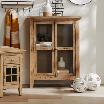 Rocco 32 Armoire d'appoint 2 portes - Bois naturel|Armoire décorative Rocco de 32 po avec 2 portes - bois naturel