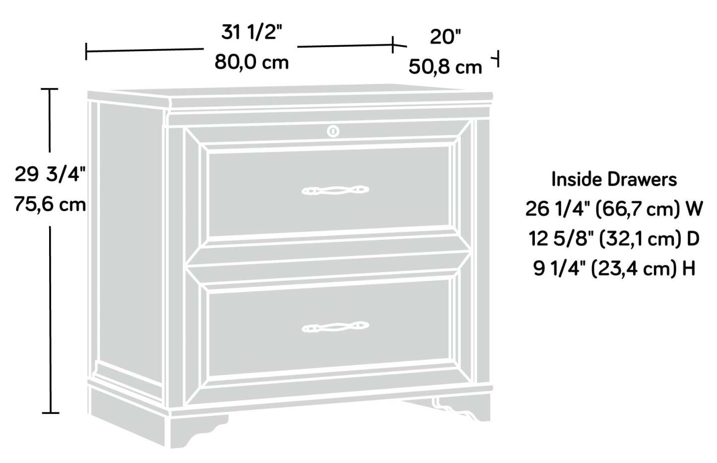 Rollingwood 31.5 Commercial Grade 2-Drawer Lateral Classing Cabinet - Brushed Oak|Classeur latéral Rollingwood de 31,5 po de qualité commerciale à 2 tiroirs - chêne brossé